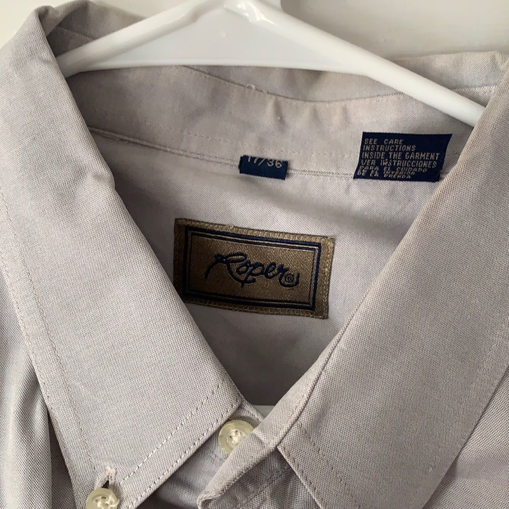 ROPER Men’s Light Grey Button Down Dress Shirt Size 17 - Picture 2 of 3